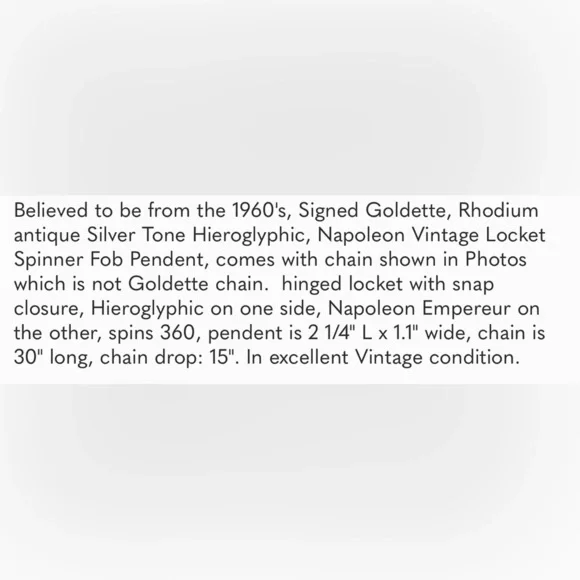 Goldette Hieroglyphic VTG Locket Spinner Pendent Fob - Picture 11 of 11